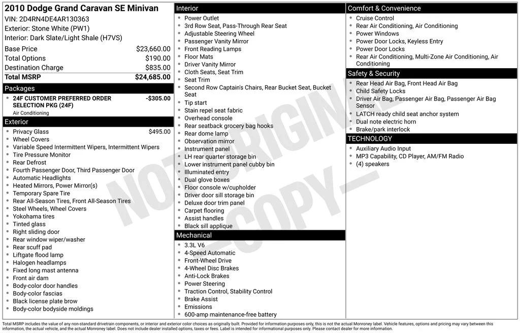 dodge grand caravan 2010 2D4RN4DE4AR130363 image dodge grand caravan 2010 2D4RN4DE4AR130363 image